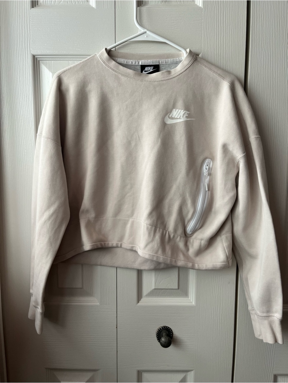 Nike Neutral Beige Crewneck Sweatshirt with White Logo